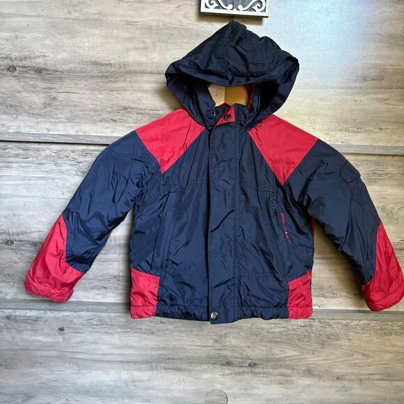 Polo by Ralph Lauren Red & Navy Blue Zip Front Jacket Optional Hood toddler 3T - Picture 14 of 15